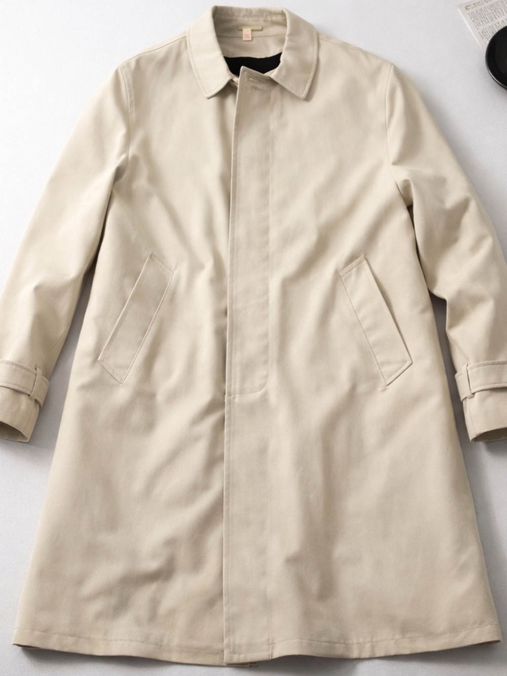 Vintage Kroatron Coat Mens 44S Khaki Zip Out Liner Overcoat Trench Mad Men Beige
